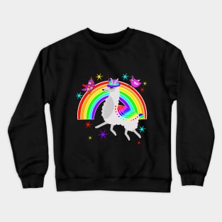 LLama Unicorn over the Rainbow Crewneck Sweatshirt